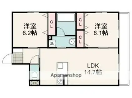 曲金2丁目マンション(2LDK/5階)の間取り写真