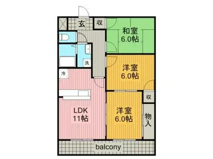 サニーハイツ林(3LDK/7階)の間取り写真