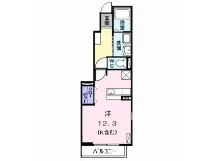 カルア千成(ワンルーム/1階)の間取り写真