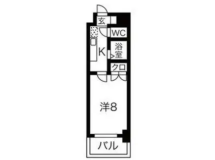 シティライフ港陽(1K/7階)の間取り写真