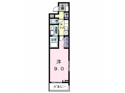 パラディス柳田(1K/2階)の間取り写真