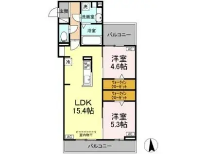 名古屋市営東山線 本陣駅 徒歩6分 3階建 新築(2LDK/2階)の間取り写真