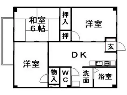 シティハイツ山田C(3DK/2階)の間取り写真