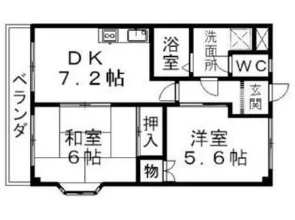 鈴の木ハイツB(2DK/2階)の間取り写真