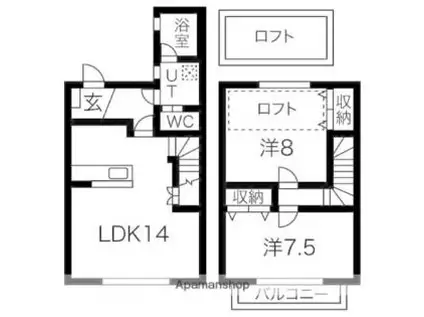 名古屋市営東山線 本郷駅(愛知) 徒歩14分 2階建 築14年(2LDK)の間取り写真