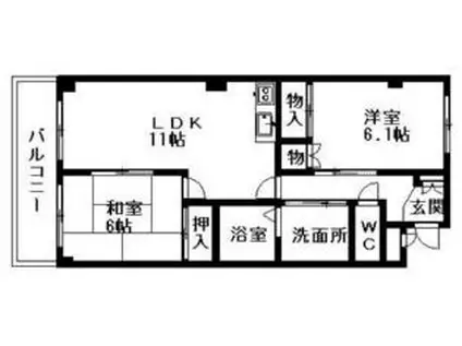 サンフラワーハイツC(2LDK/1階)の間取り写真