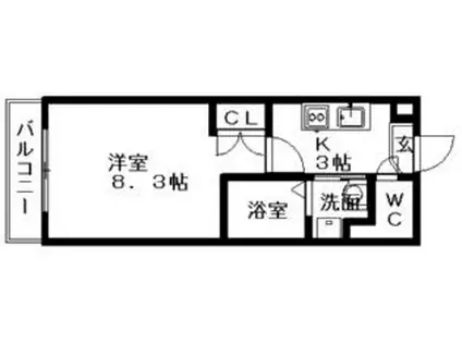 タウンライフ藤ヶ丘西(1K/4階)の間取り写真