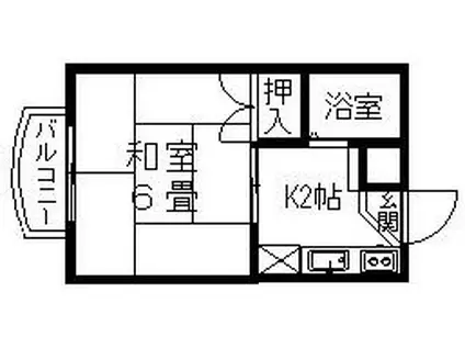 メゾン三緑(1K/2階)の間取り写真