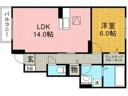 名鉄三河線 竹村駅 徒歩7分 2階建 築14年(1LDK/1階)の間取り写真