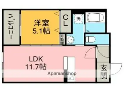 ハートフルマンション上野(1LDK/2階)の間取り写真