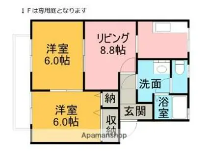 JR中央本線 春日井駅(名鉄) 徒歩10分 2階建 築26年(2DK/1階)の間取り写真