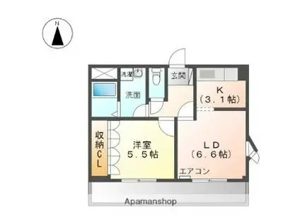 JR中央本線 高蔵寺駅 徒歩15分 2階建 築18年(1LDK/2階)の間取り写真