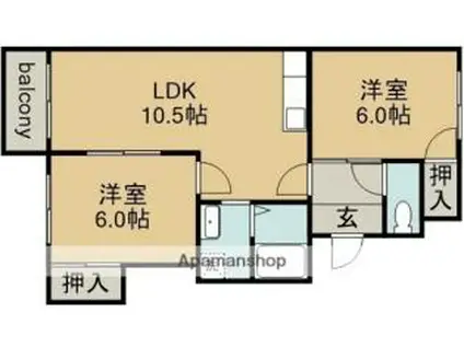 JR中央本線 勝川駅(東海交通) 徒歩7分 2階建 築34年(2LDK/2階)の間取り写真