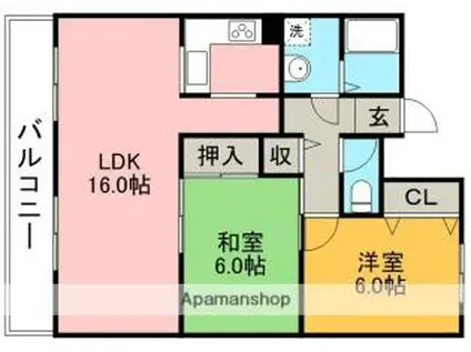 JR中央本線 勝川駅(東海交通) 徒歩9分 4階建 築32年(2LDK/2階)の間取り写真