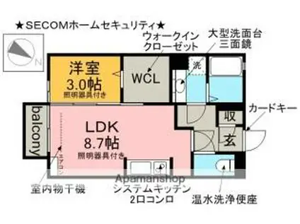 JR中央本線 勝川駅(東海交通) 徒歩28分 2階建 築10年(1LDK/1階)の間取り写真