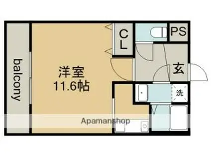 JR中央本線 勝川駅(東海交通) 徒歩3分 3階建 築21年(ワンルーム/1階)の間取り写真