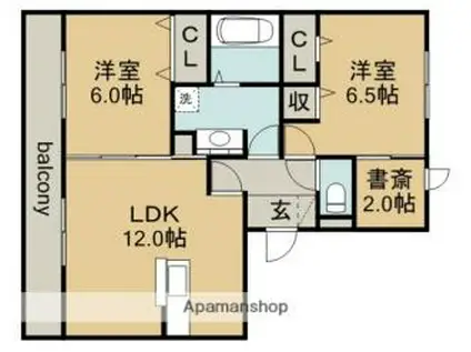 JR中央本線 勝川駅(東海交通) 徒歩10分 3階建 築13年(2SLDK/1階)の間取り写真