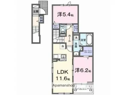 名鉄小牧線 味美駅(名鉄) 徒歩28分 3階建 新築(2LDK/2階)の間取り写真