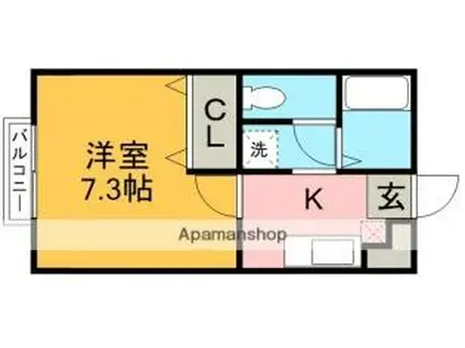 名鉄小牧線 味美駅(名鉄) 徒歩19分 2階建 築24年(1K/2階)の間取り写真