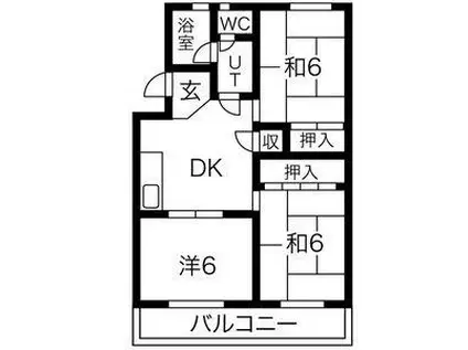 八城マンション(3DK/2階)の間取り写真