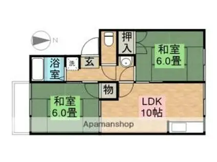 プチハウスタケダ(2DK/2階)の間取り写真