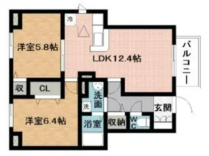 サニーレジデンス上野I(2LDK/1階)の間取り写真