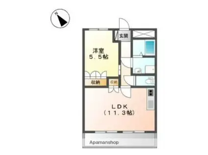 近江鉄道近江本線 高宮駅(滋賀) 徒歩15分 3階建 築19年(1LDK/1階)の間取り写真