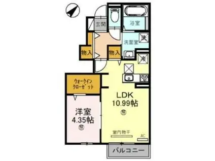 JR草津線 貴生川駅 徒歩11分 2階建 築2年(1LDK/1階)の間取り写真