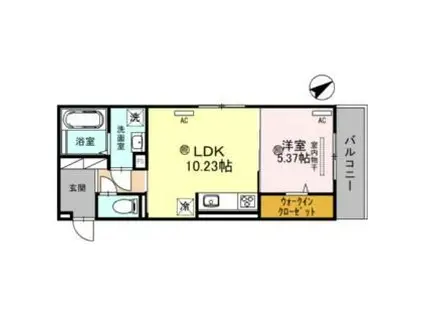 JR湖西線 唐崎駅 徒歩9分 3階建 築1年(1LDK/2階)の間取り写真