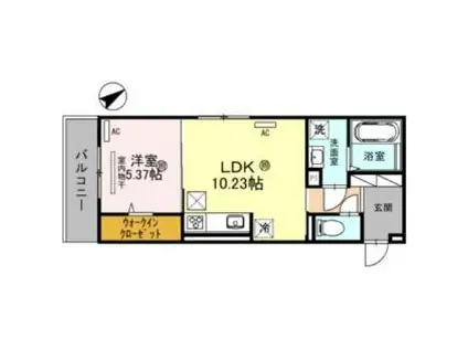 JR湖西線 唐崎駅 徒歩9分 3階建 築1年(1LDK/1階)の間取り写真