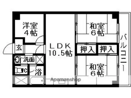 JR草津線 貴生川駅 徒歩8分 3階建 築34年(3LDK/1階)の間取り写真