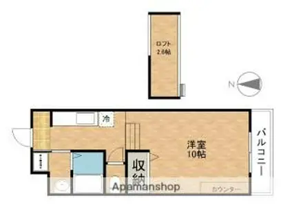 JR北陸本線 田村駅 徒歩29分 3階建 築20年(1K/3階)の間取り写真