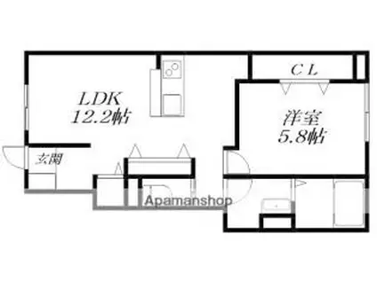 JR東海道・山陽本線 河瀬駅 徒歩15分 2階建 築4年(1LDK/1階)の間取り写真