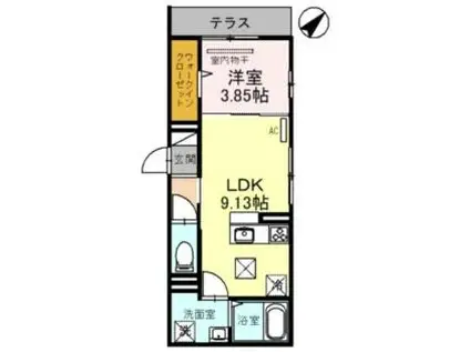 JR東海道・山陽本線 南彦根駅 徒歩19分 3階建 築1年(1LDK/1階)の間取り写真