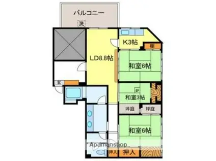 市兵衛第一ビル(3LDK/2階)の間取り写真