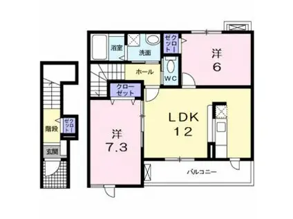 エトワールA(2LDK/2階)の間取り写真