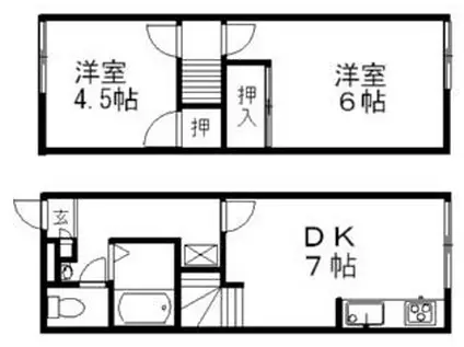 レオパレスレイクウエスト(2DK/1階)の間取り写真