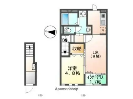 ユーフォリア(1LDK/2階)の間取り写真