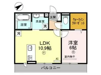 シャーロット水口 A棟(1LDK/3階)の間取り写真