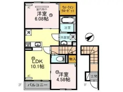 秀豊4号館(2LDK/2階)の間取り写真