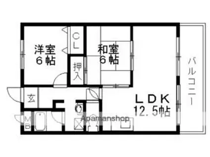 JR東海道・山陽本線 能登川駅 徒歩15分 3階建 築26年(2LDK/3階)の間取り写真