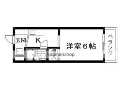 JR東海道・山陽本線 草津駅(滋賀) 徒歩15分 6階建 築37年(1K/5階)の間取り写真