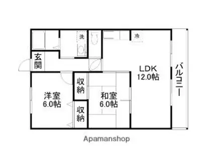 JR東海道・山陽本線 能登川駅 徒歩15分 3階建 築26年(2LDK/1階)の間取り写真