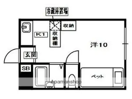 クレセント久津川(1K/1階)の間取り写真