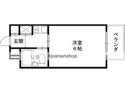 京阪本線 寝屋川市駅 徒歩6分 4階建 築36年(1K/2階)の間取り写真