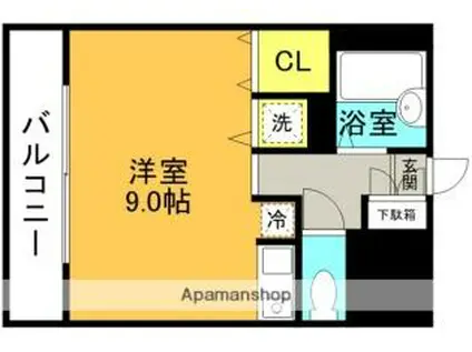 シャトーボヌール今城(ワンルーム/1階)の間取り写真