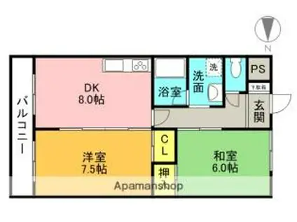 桜代マンション(2DK/4階)の間取り写真