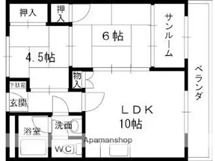 清水谷コーポ(2LDK/1階)の間取り写真