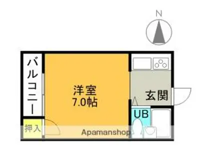 クリオコート高槻(ワンルーム/2階)の間取り写真