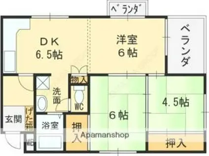 京阪本線 寝屋川市駅 徒歩12分 4階建 築40年(3DK/3階)の間取り写真